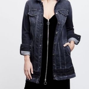 NWOT 7 For All Mankind Long Blk Denim Jacket L
